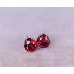 💖 Hypoallergenic Stainless Steel Cubic Zirconia Garnet Earrings 5mm NEW